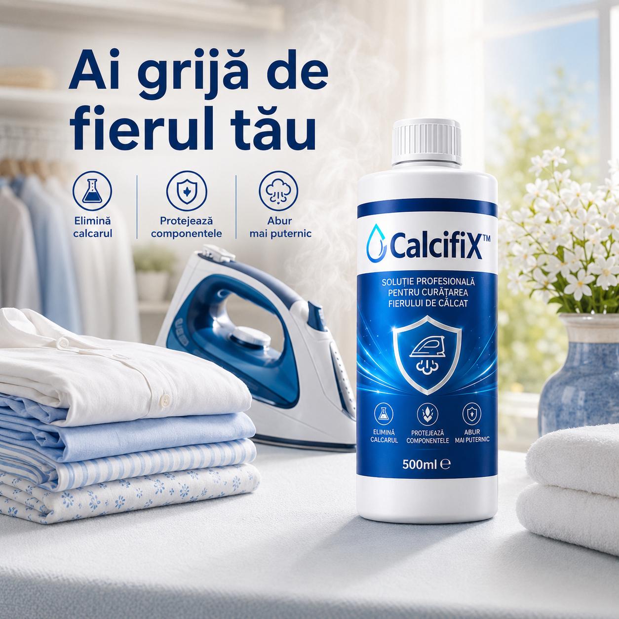 CalcifiX™ - Soluție Anticalcar pentru Fierul de Călca